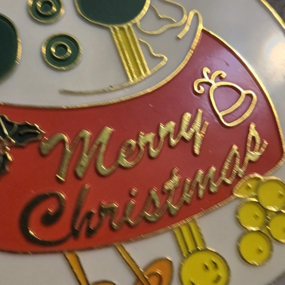 VTG‎ Snowman Suncatcher Christmas Plastic Stained Glass Skis Merry Christmas